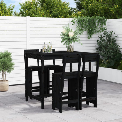 Set De Mesa Y Taburetes Altos Jardín 5 Piezas Madera