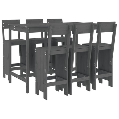 Set De Mesa Y Taburetes Altos Jardín 7 Piezas Madera
