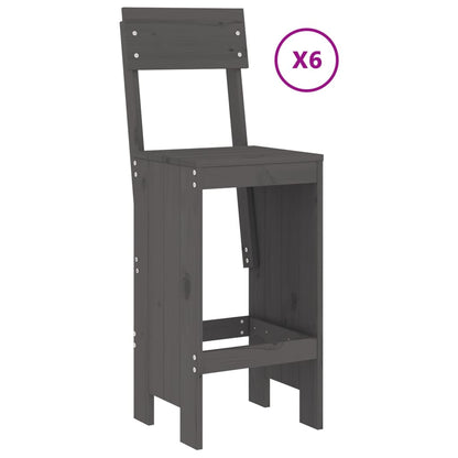 Set De Mesa Y Taburetes Altos Jardín 7 Piezas Madera