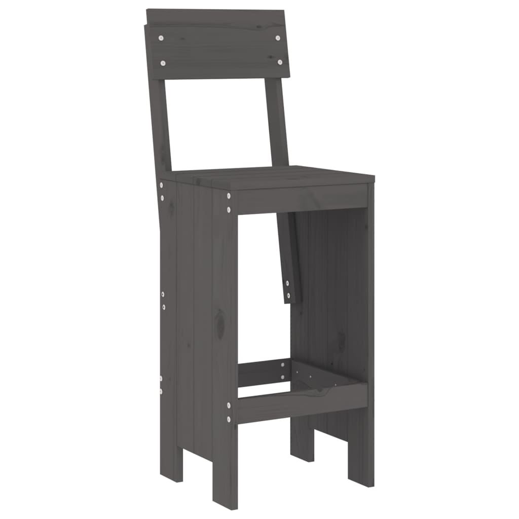 Set De Mesa Y Taburetes Altos Jardín 7 Piezas Madera