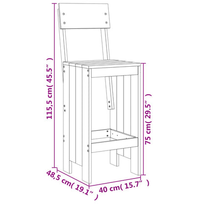 Set De Mesa Y Taburetes Altos Jardín 7 Piezas Madera