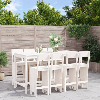 Mesa Y Taburetes Altos Jardín 9 Pzas Madera Maciza