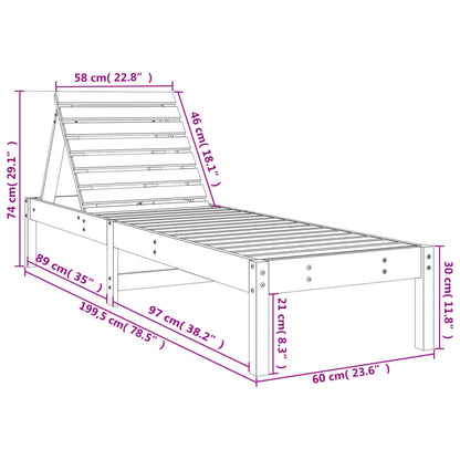 Tumbona De Madera Maciza Douglas 199,5X60X74 Cm