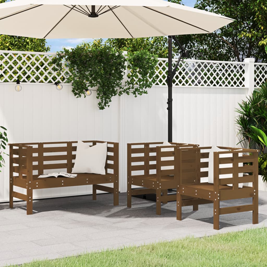 Juego De Muebles De Jardín 3 Pzas Madera Maciza De