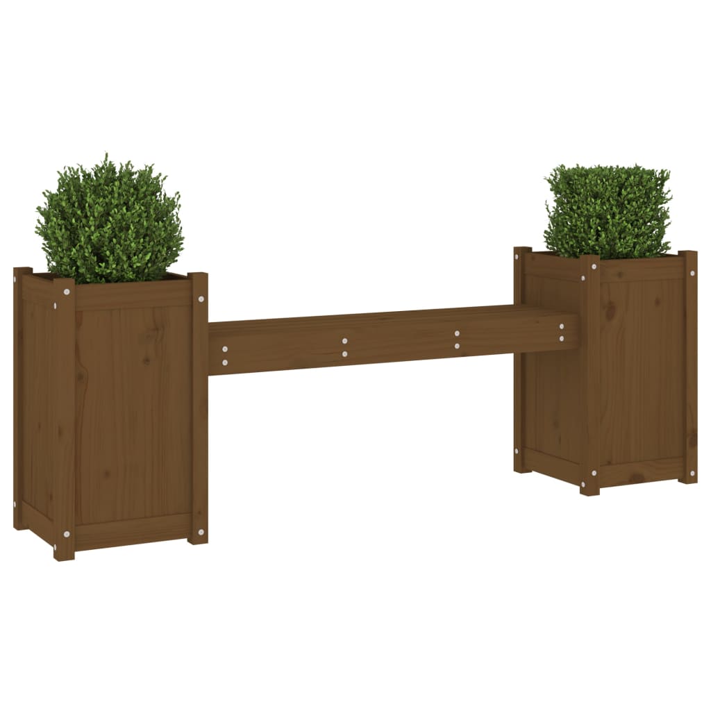 Banco Con Jardineras Madera Maciza 180X36X63Cm