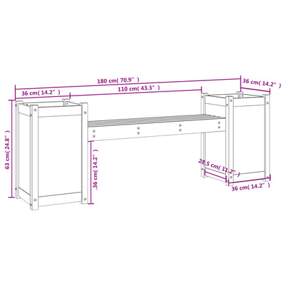 Banco Con Jardineras Madera Maciza 180X36X63Cm