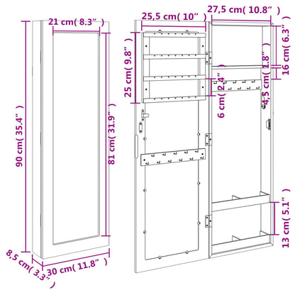 Espejo Con Joyero De Pared 30X8,5X90 Cm
