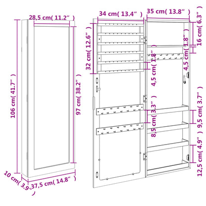 Espejo Con Joyero De Pared 37,5X10X106 Cm
