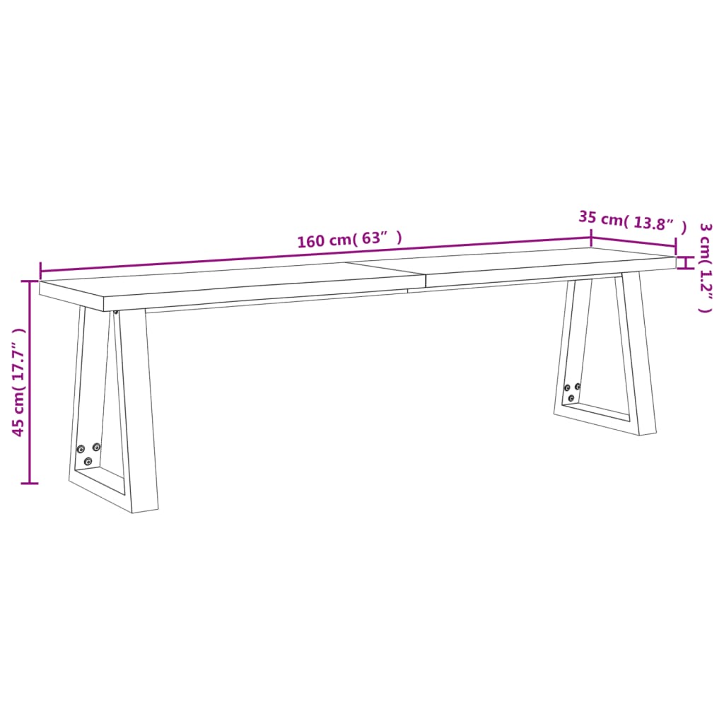 Juego De Comedor Con Borde Vivo 3 Piezas Madera Maciza Acacia