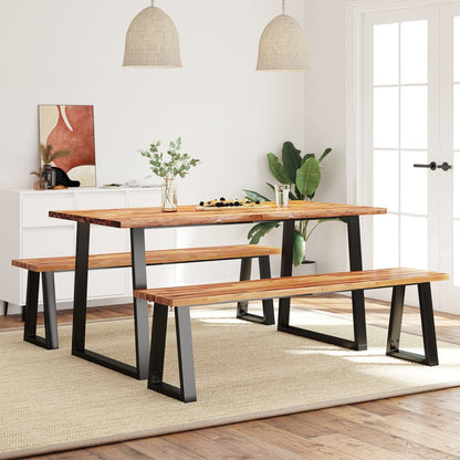 Juego De Comedor Con Borde Vivo 3 Piezas Madera Maciza Acacia