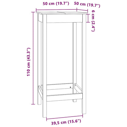 Mesa Alta De Bar Madera Maciza De Pino 50X50X110 Cm