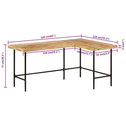 Escritorio Madera Maciza Mango Y Hierro 165X110X77 Cm