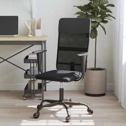 Silla De Oficina Altura Ajustable Tela Malla Y Cuero Pe