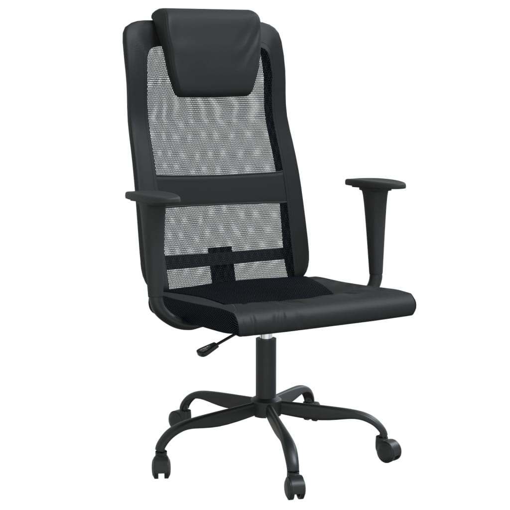 Silla De Oficina Altura Ajustable Tela Malla Y Cuero Pe