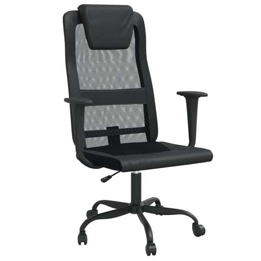 Silla De Oficina Altura Ajustable Tela Malla Y Cuero Pe