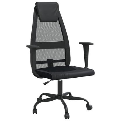 Silla De Oficina Altura Ajustable Tela Malla Y Cuero Pe