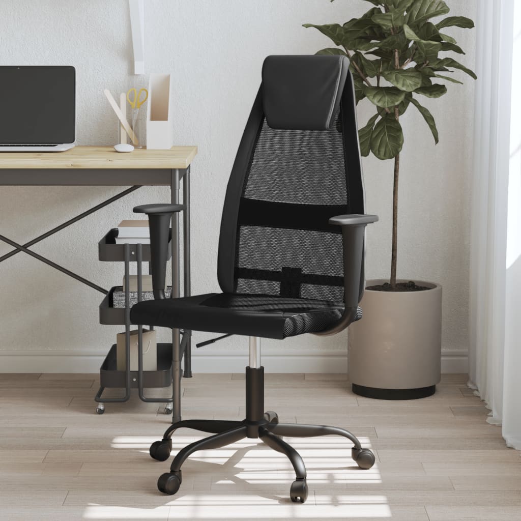 Silla De Oficina Altura Ajustable Tela Malla Y Cuero Pe
