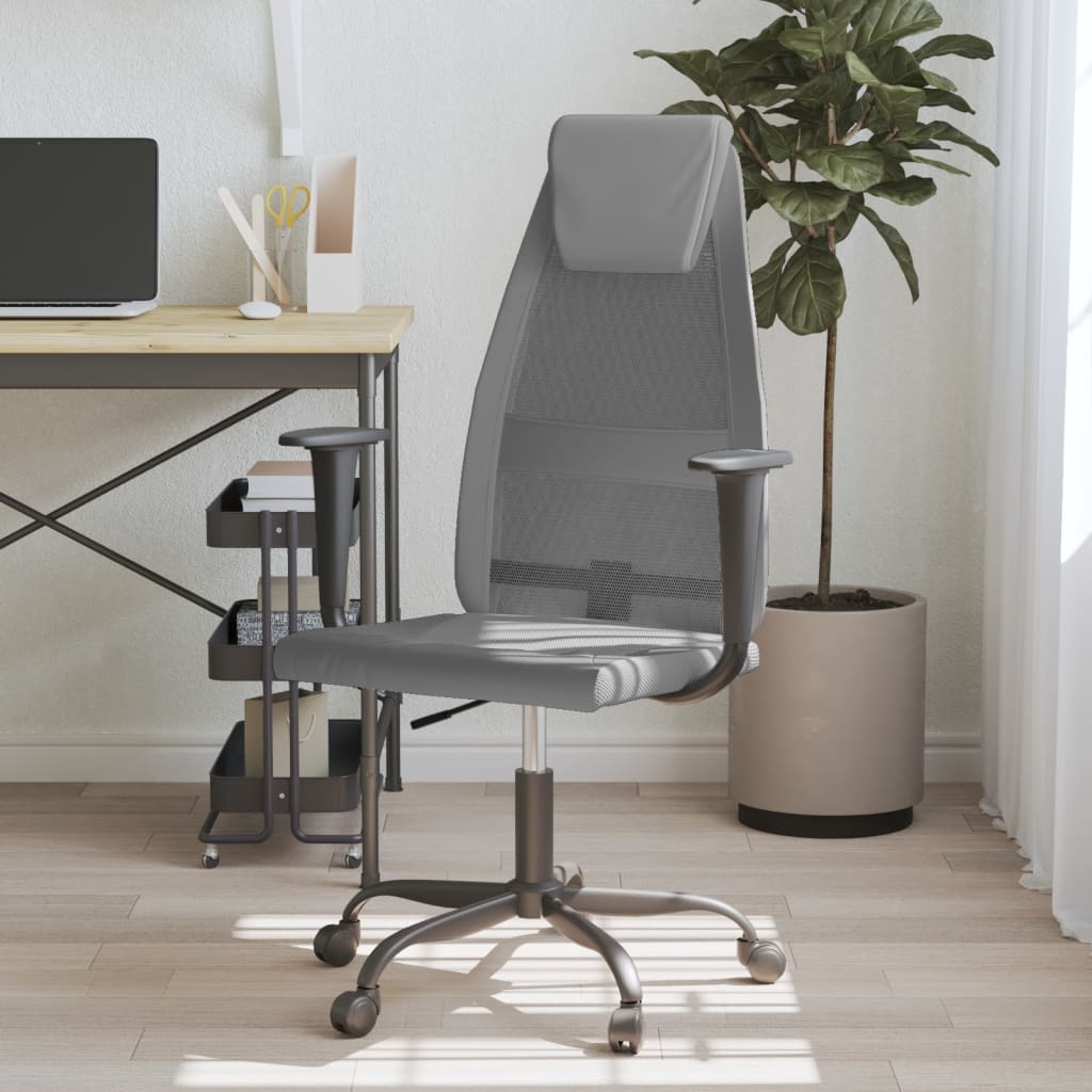 Silla De Oficina Altura Ajustable Tela Malla Y Cuero Pe