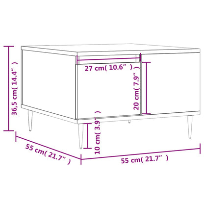 Mesa De Centro Madera Contrachapada Roble Marrón 55X55X36,5 Cm
