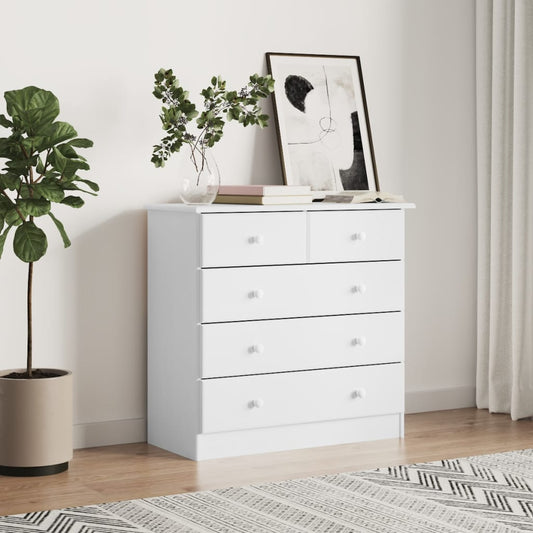 Cómoda Cajonera Alta Madera Maciza Pino 77X35X73 Cm