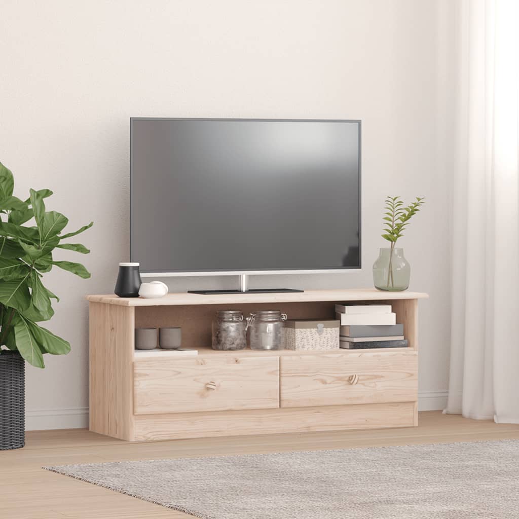 Mueble De Tv Con Cajones Alta Madera Maciza Pino 100X35X41 Cm
