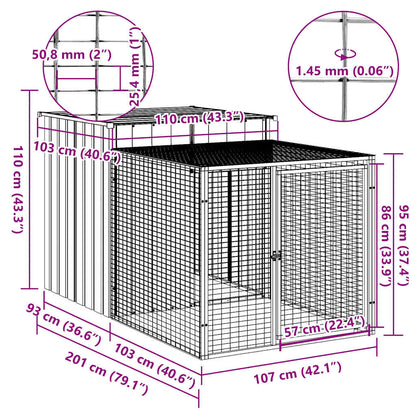 Jaula Para Gallinas Con Corral, , , Acero Galvanizado