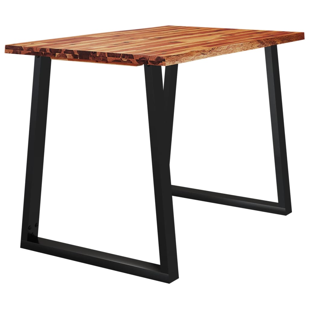 Mesa De Comedor Con Borde Vivo Madera Maciza Acacia 110X70X75Cm