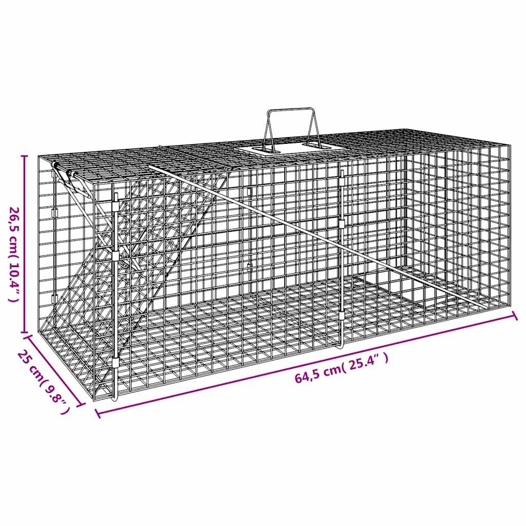 Trampa Para Animales 64,5X25X26,5 Cm Hierro Galvanizado