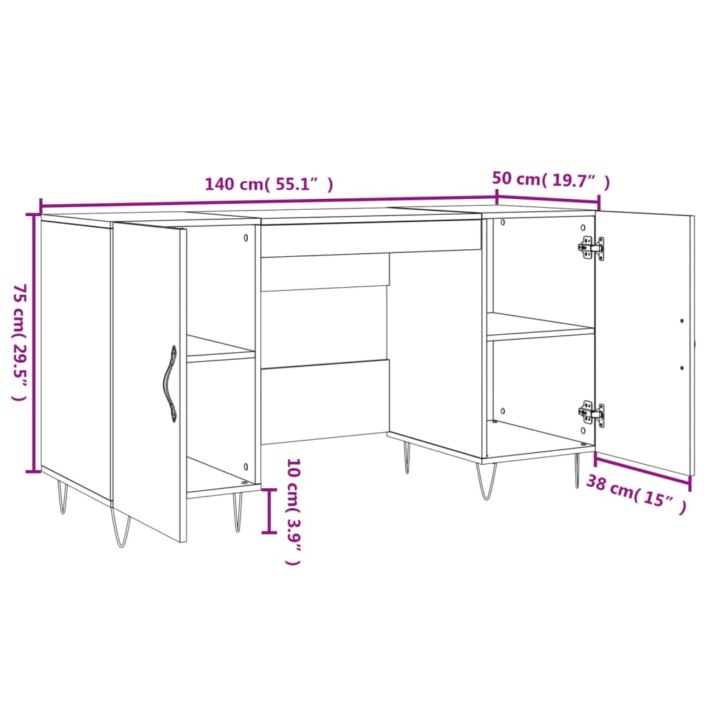 Escritorio Madera De Ingeniería 140X50X75 Cm