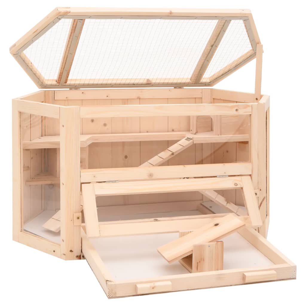 Jaula Para Hámster Madera Maciza Abeto 80X40X43 Cm