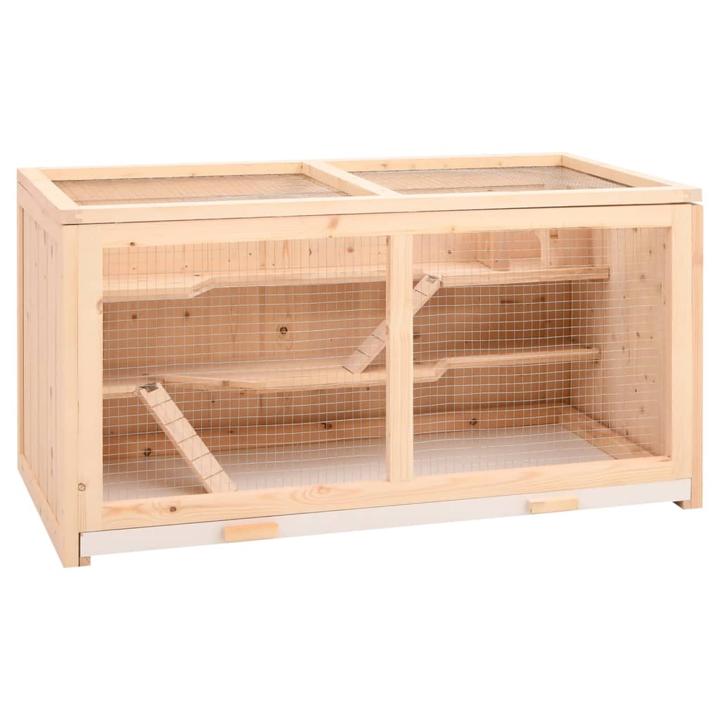 Jaula Para Hámster 89,5X45X45 Cm De Madera Maciza De Abeto
