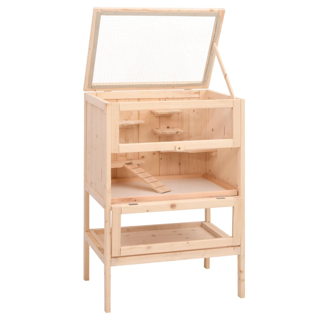 Jaula Para Hámster 55X40X80 Cm De Madera Maciza De Abeto