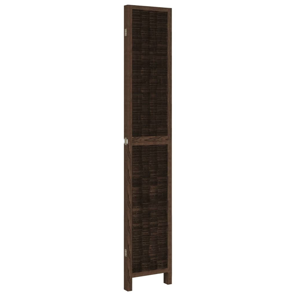 Biombo Separador De 4 Paneles Madera Paulownia Marrón Oscuro