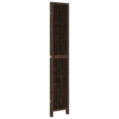 Biombo Separador De 4 Paneles Madera Paulownia Marrón Oscuro