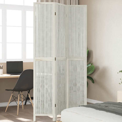 Biombo Separador De 6 Paneles Madera Maciza Paulownia Blanco