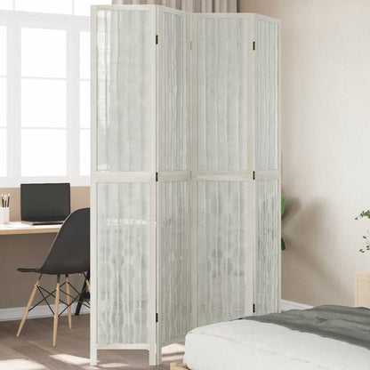 Biombo Separador De 6 Paneles Madera Maciza Paulownia Blanco