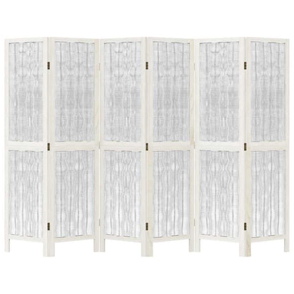 Biombo Separador De 6 Paneles Madera Maciza Paulownia Blanco