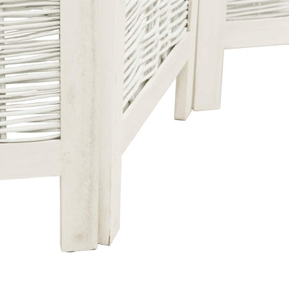 Biombo Separador De 6 Paneles Madera Maciza Paulownia Blanco