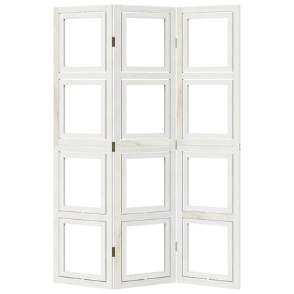 Biombo Separador De 3 Paneles Madera Maciza Paulownia Blanco