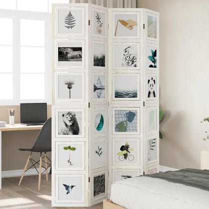 Biombo Separador De 3 Paneles Madera Maciza Paulownia Blanco