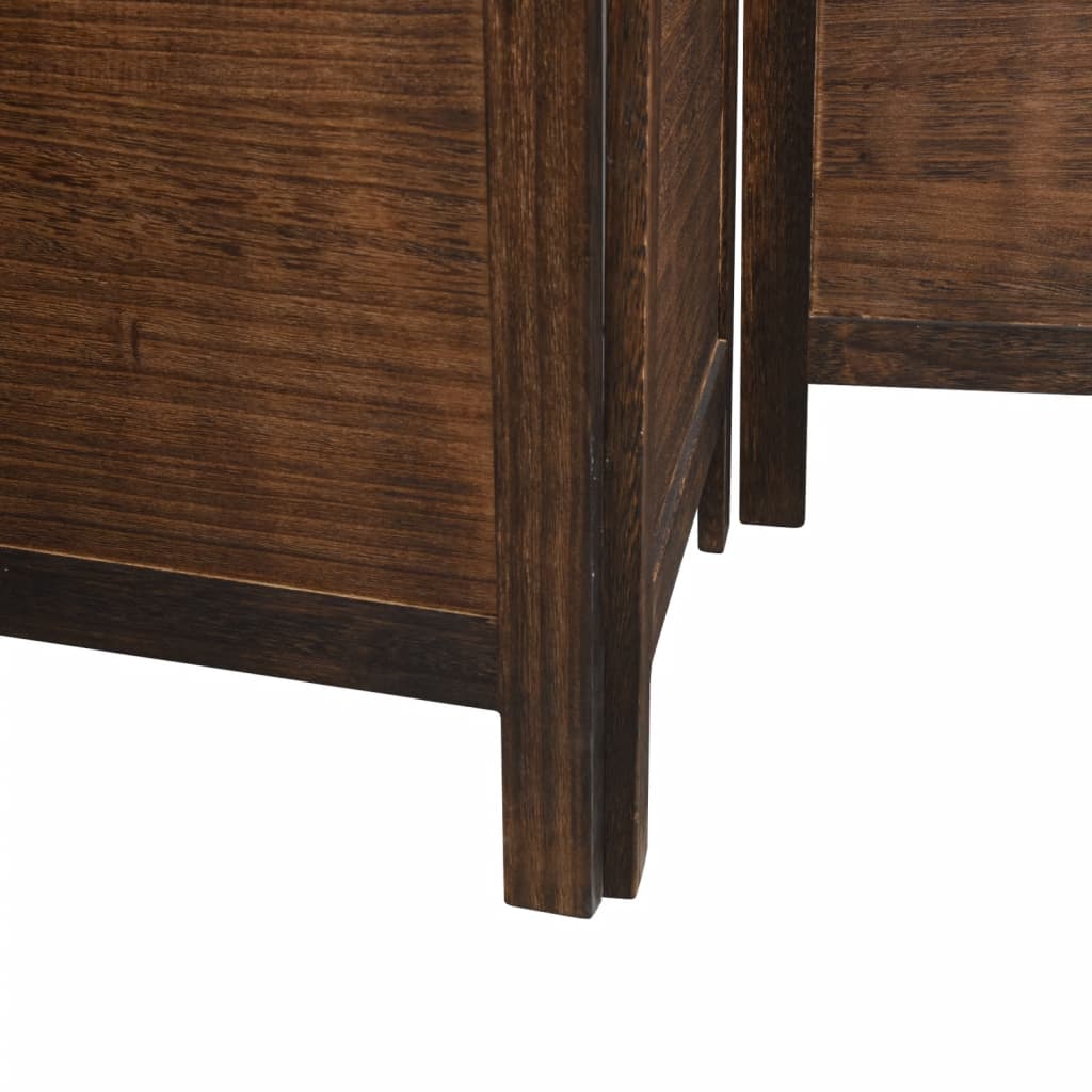 Biombo Separador De 3 Paneles Madera Paulownia Marrón Oscuro