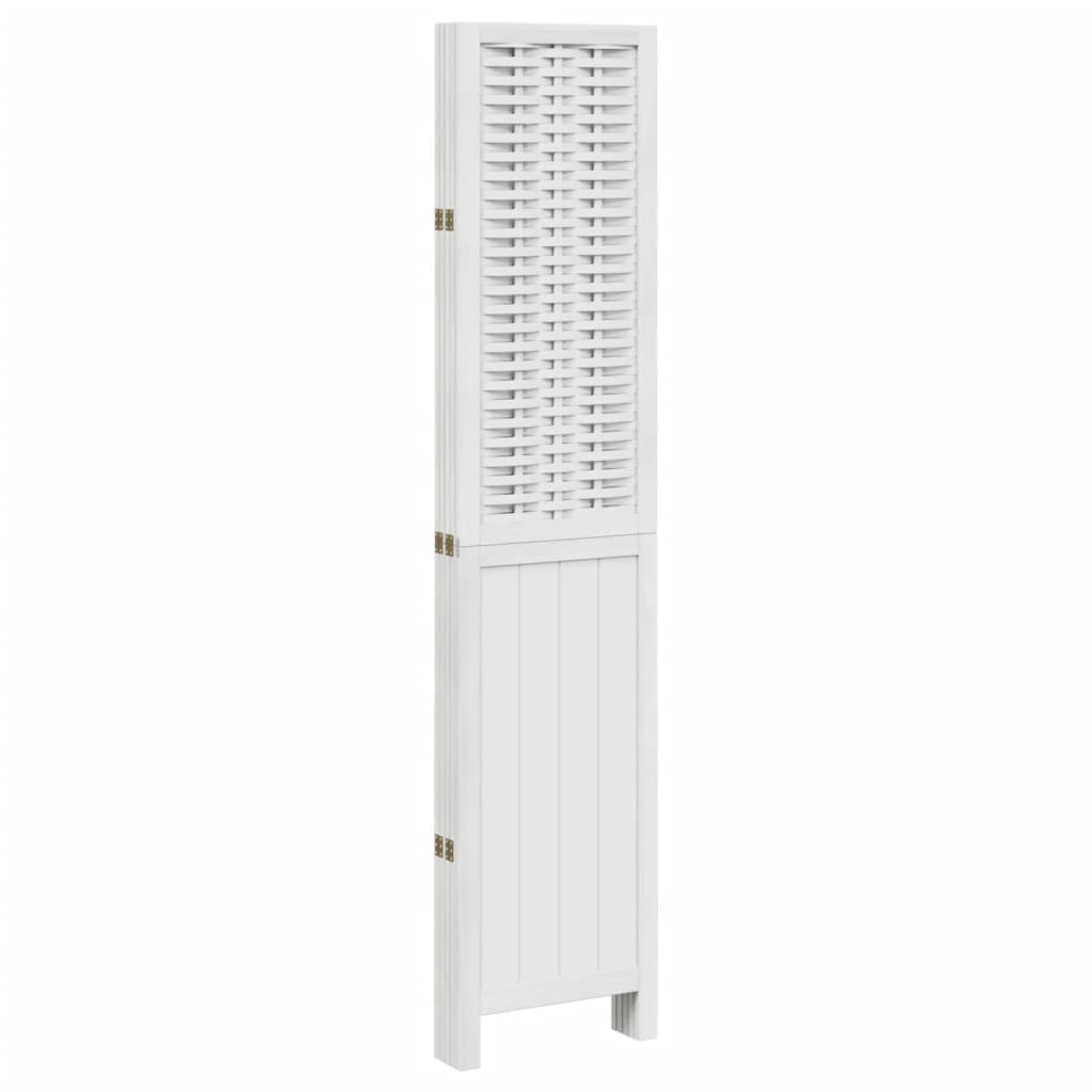 Biombo Separador De 5 Paneles Madera Maciza Paulownia Blanco