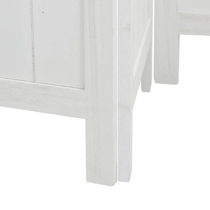 Biombo Separador De 5 Paneles Madera Maciza Paulownia Blanco