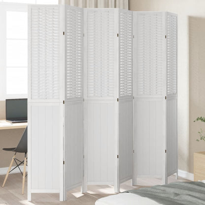 Biombo Separador De 5 Paneles Madera Maciza Paulownia Blanco