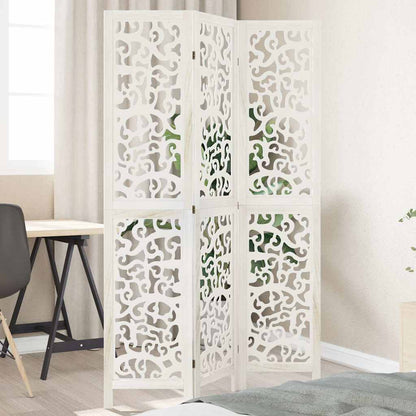 Biombo Separador De 6 Paneles Madera Maciza Paulownia Blanco