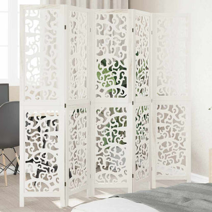 Biombo Separador De 6 Paneles Madera Maciza Paulownia Blanco