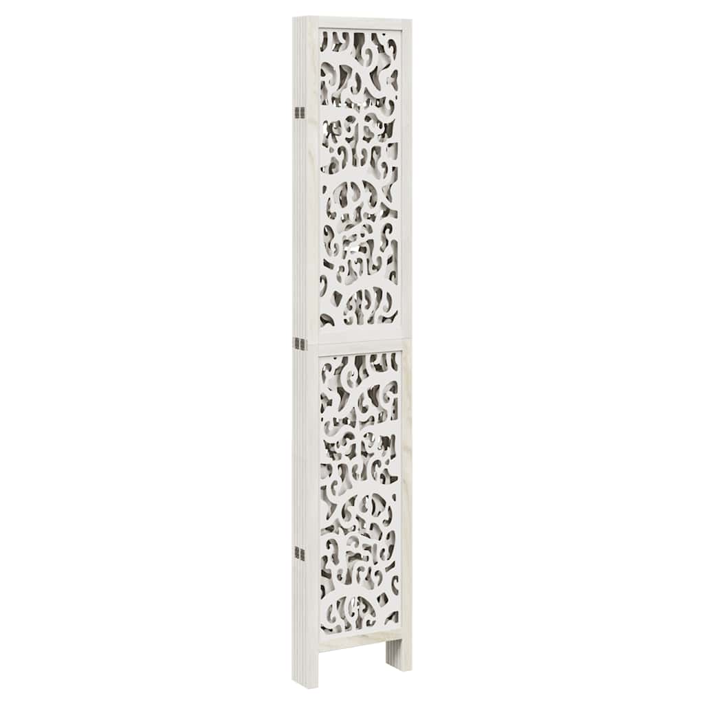 Biombo Separador De 6 Paneles Madera Maciza Paulownia Blanco