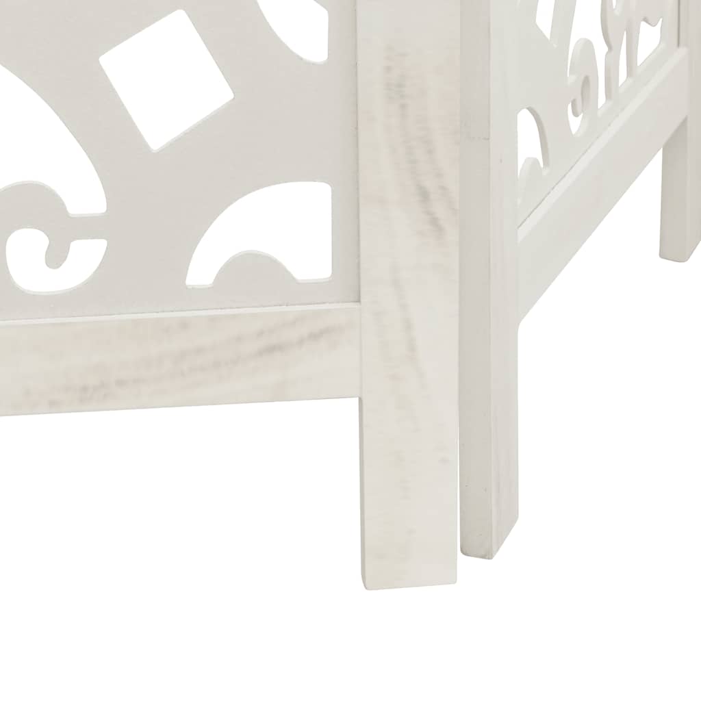 Biombo Separador De 6 Paneles Madera Maciza Paulownia Blanco