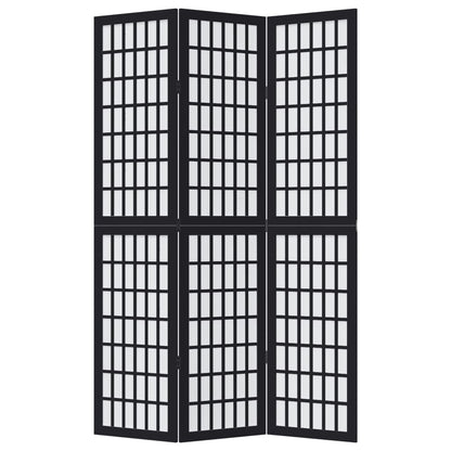 Biombo Separador De 3 Paneles Madera Maciza Paulownia Negro