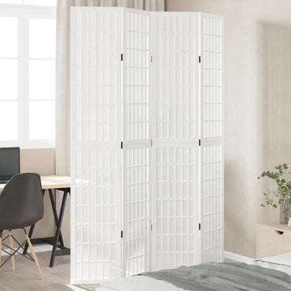 Biombo Separador De 5 Paneles Madera Maciza Paulownia Blanco